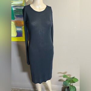 NWOT Zara Women's Black Ribbed Long Sleeve Bodycon Midi Dress Size Medium